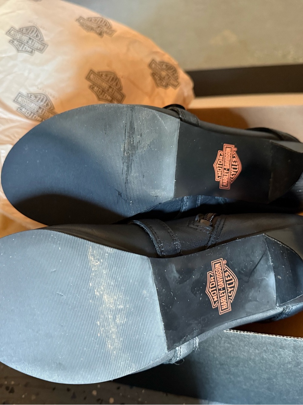 Harley-Davidson Black Lace-Up Buckle Ankle Boots - Picture 3 of 3